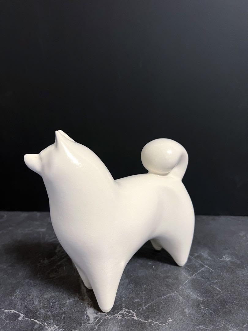 Amazon.co.jp: 瑞犬 白磁置物 陶器 平安寺内 縁起物 吉祥 犬 柴犬 秋田
